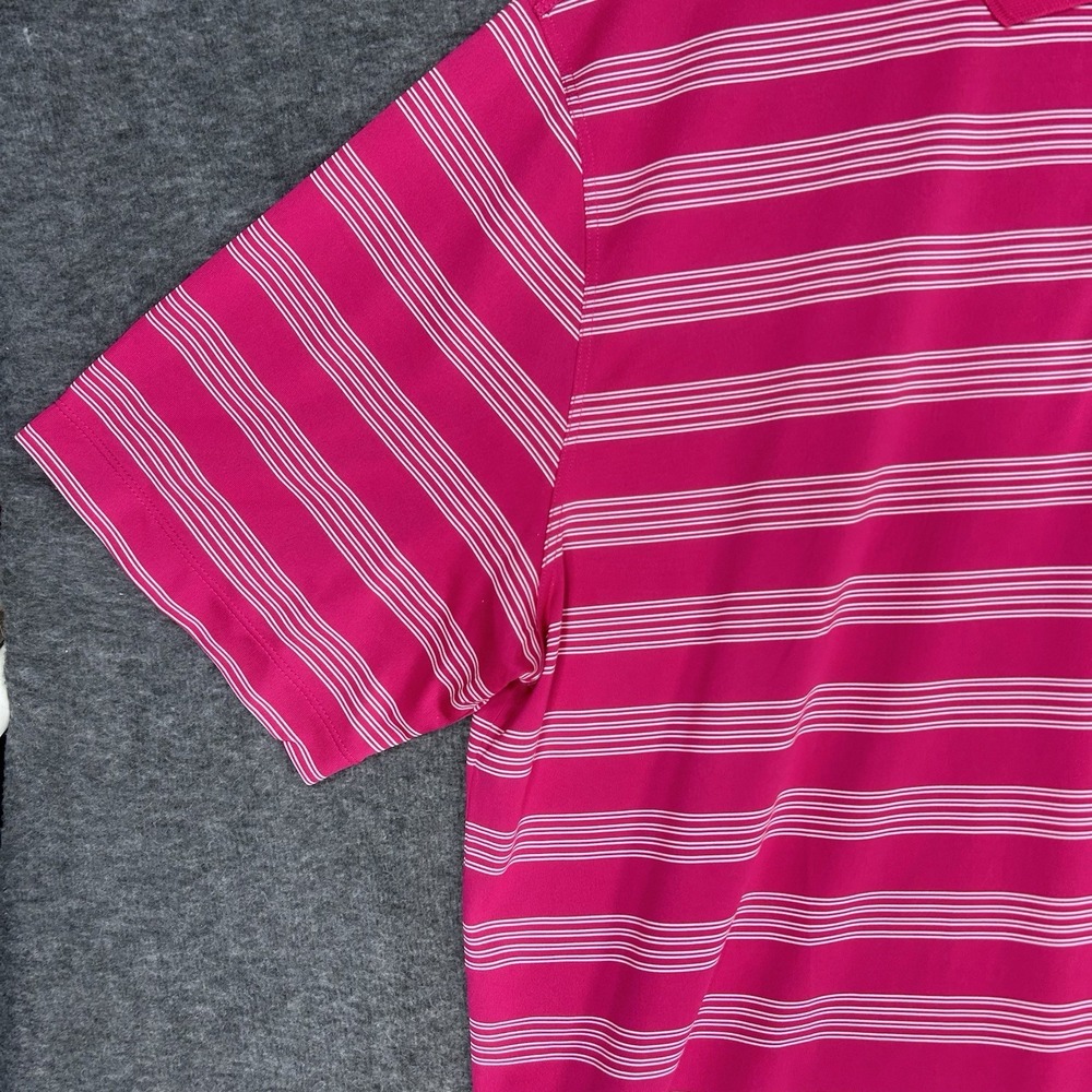 Nike Golf Polo Mens XL Pink stripe Short Sleeve Sea Pines Resort Dri Fit - Picture 4 of 11
